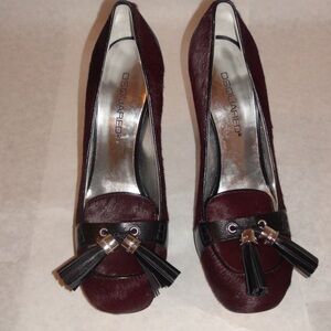 NWOB Dsquared2 Haircalf Calf Hair Burgundy Tassel Pump